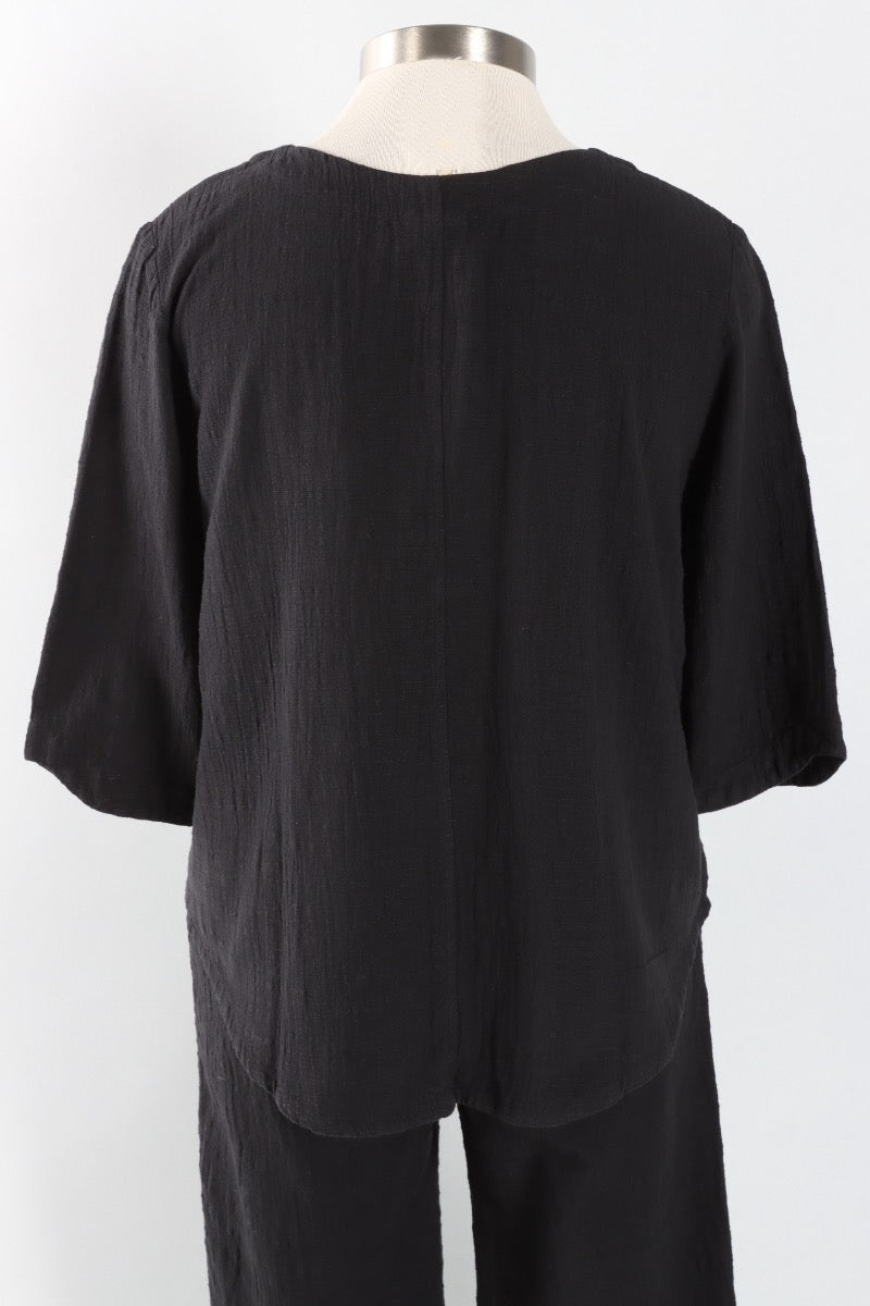 3/4 Sleeve Pullover - Black