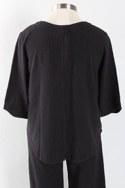 3/4 Sleeve Pullover - Black