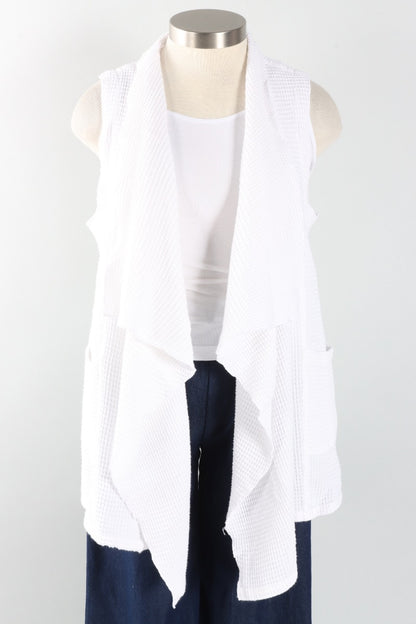 Waffle Draped Vest - White
