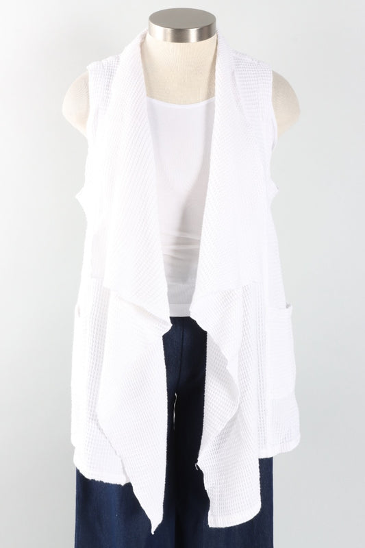 Waffle Draped Vest - White
