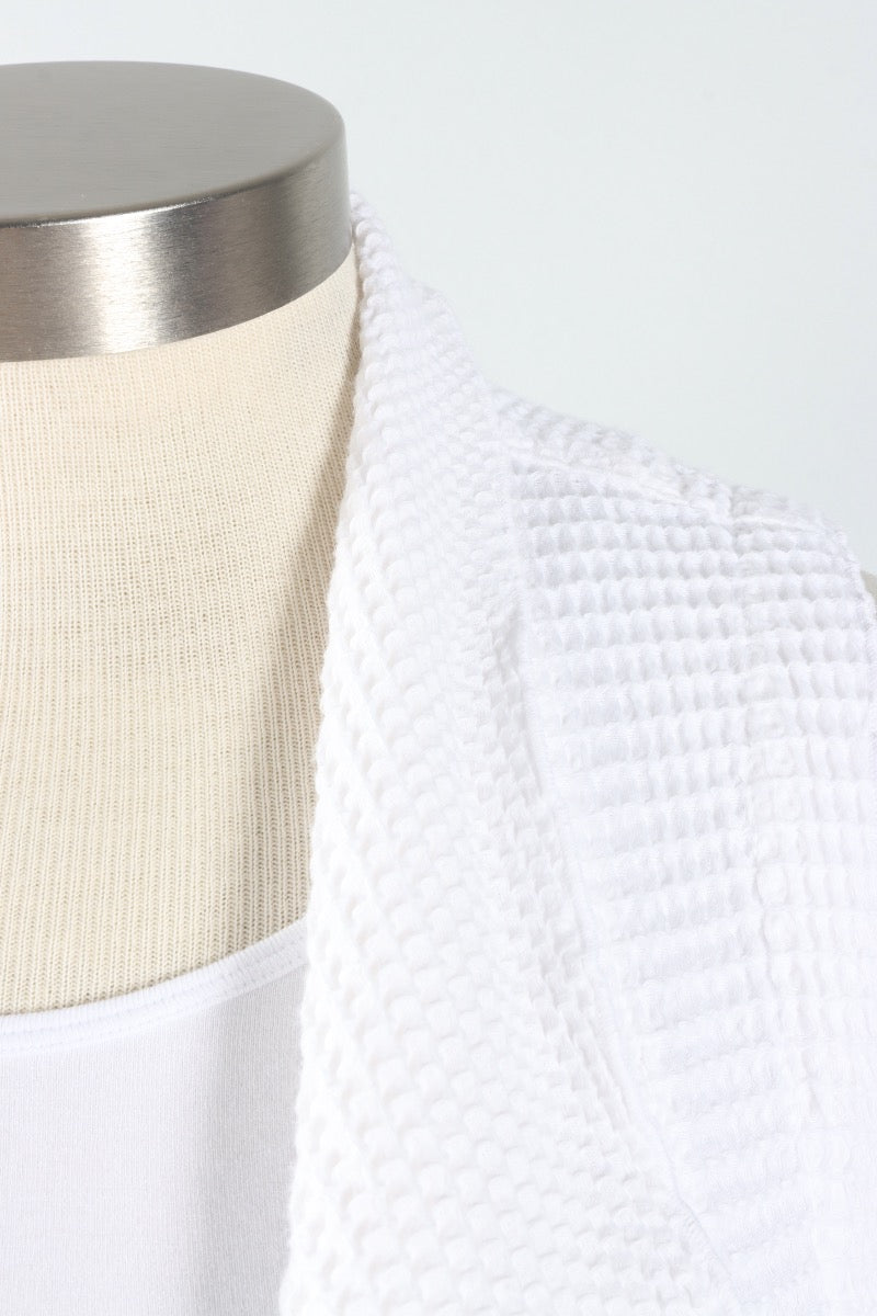 Waffle Draped Vest - White
