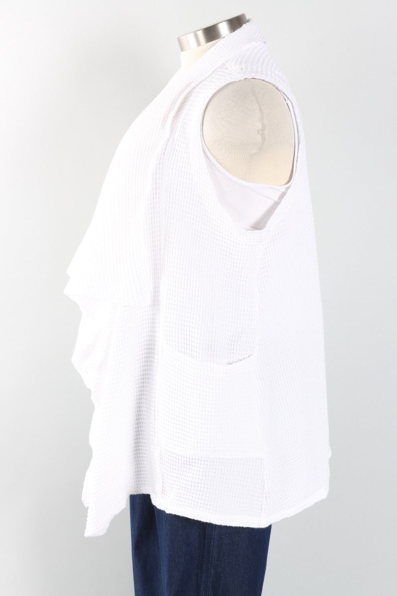 Waffle Draped Vest - White