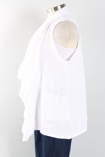 Waffle Draped Vest - White