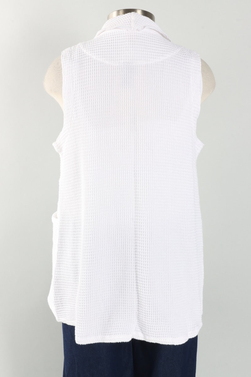 Waffle Draped Vest - White