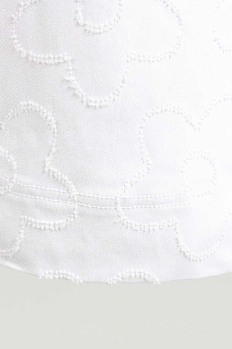 Etched Flower Crop Jean - White