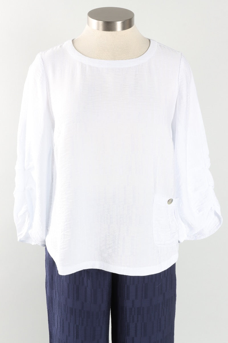 Pleat Pullover - White Jacquard
