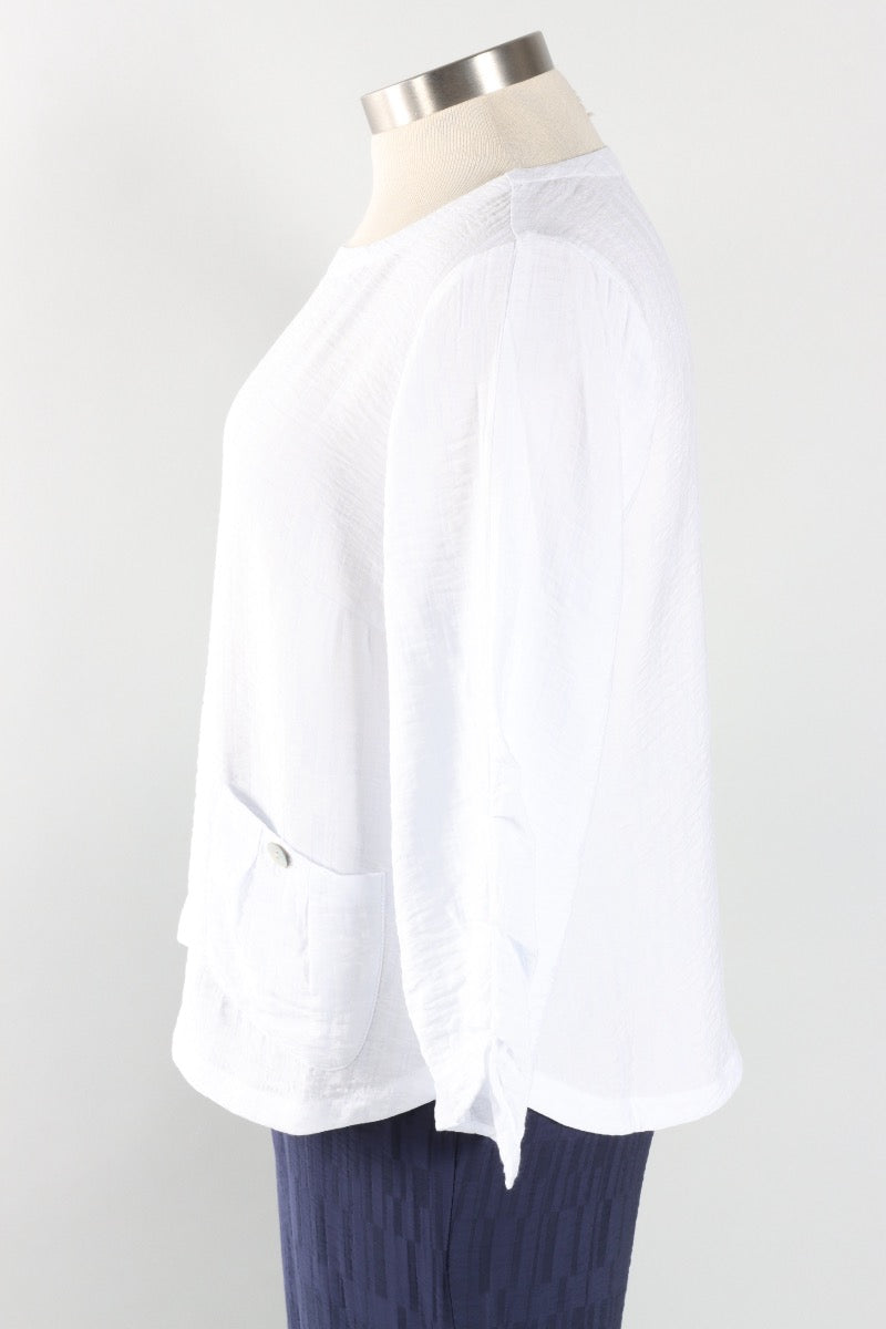 Pleat Pullover - White Jacquard