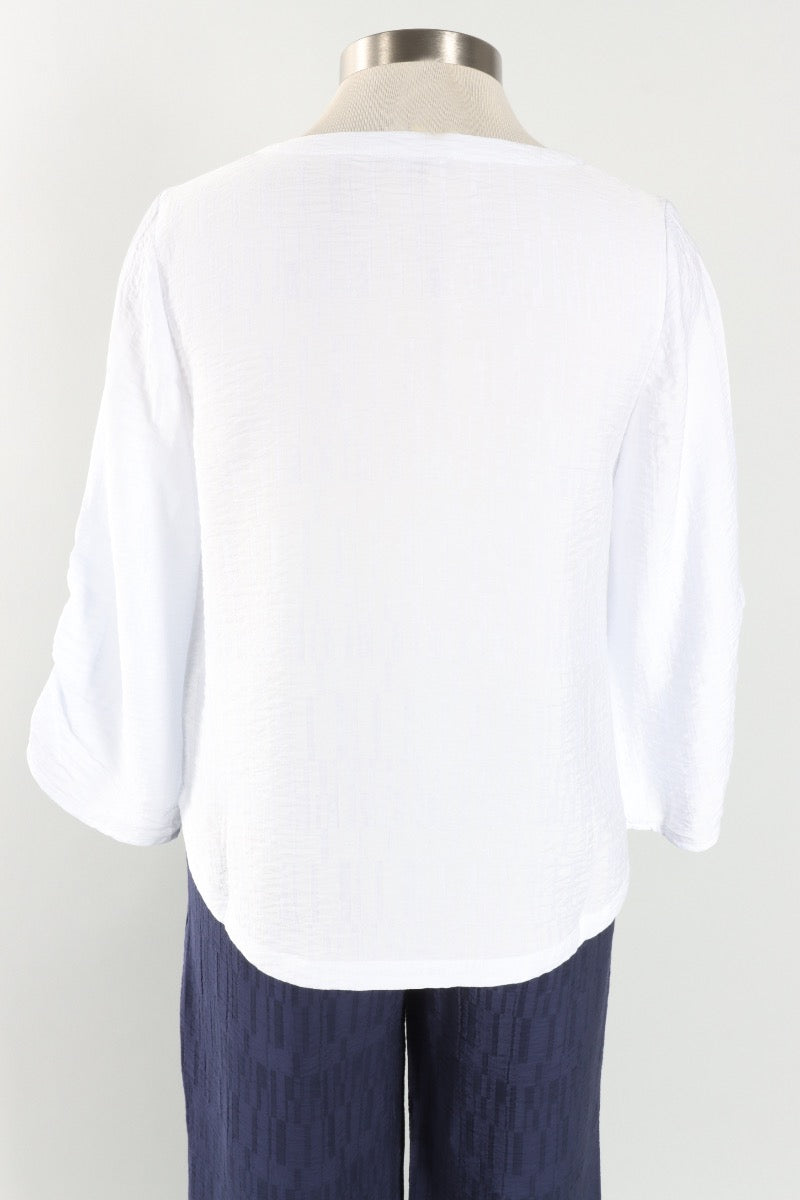 Pleat Pullover - White Jacquard