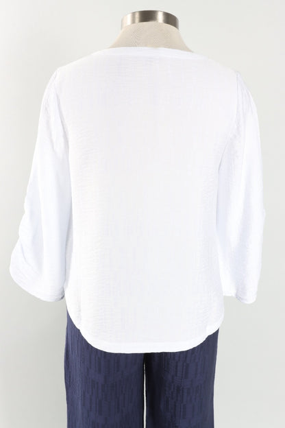 Pleat Pullover - White Jacquard