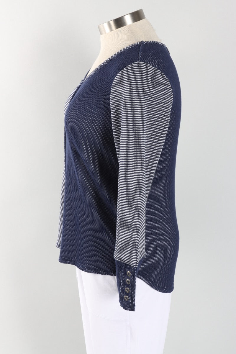 Snap Sleeve Tee - Navy