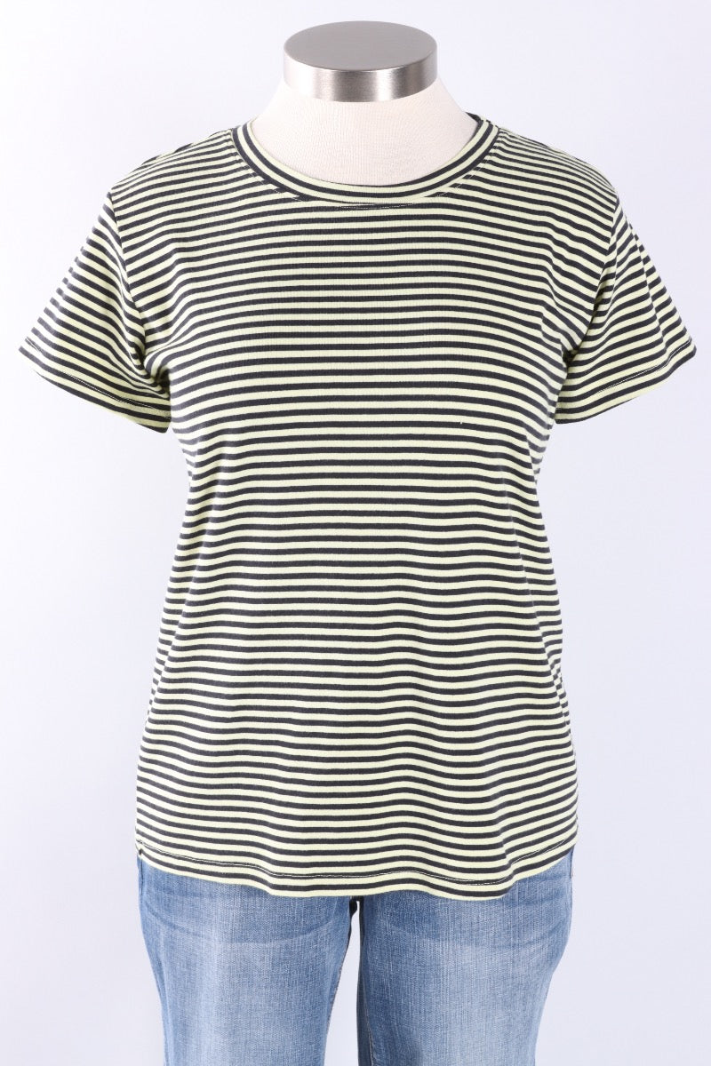 Fawbush's Only! Short Sleeve Stripe Crew Plus - Sunny