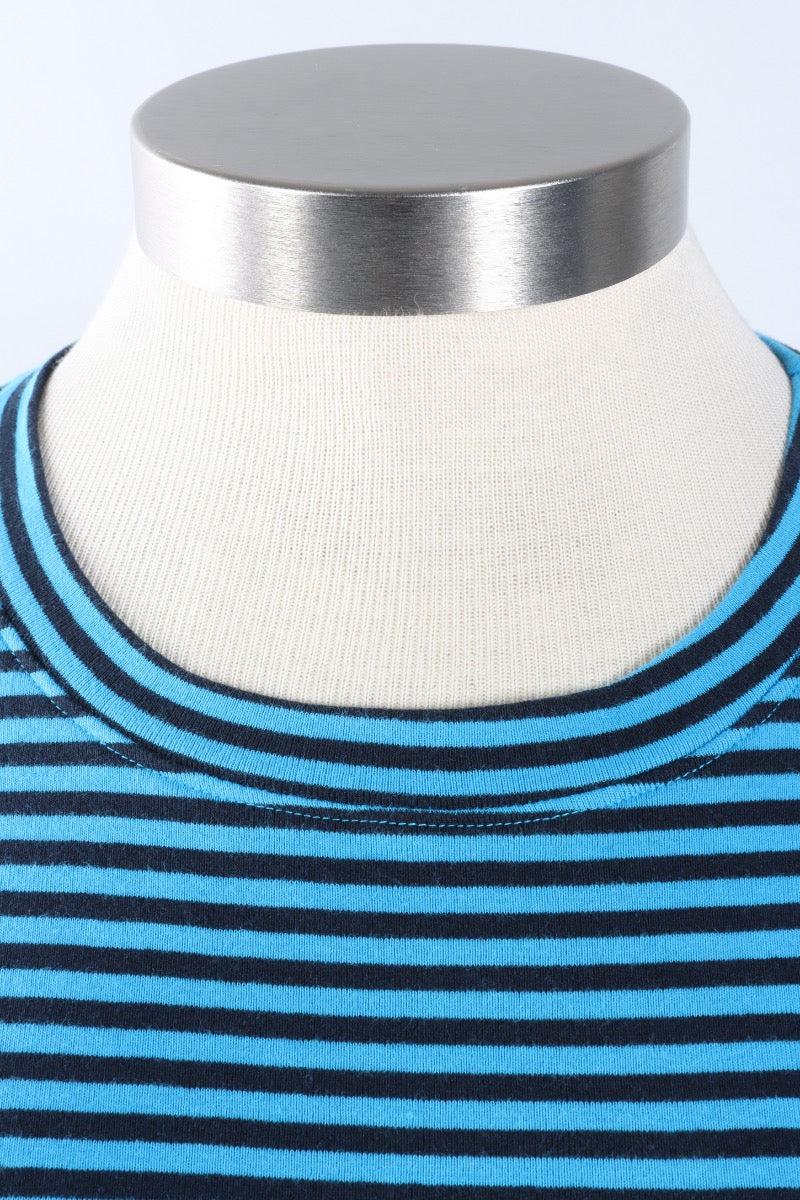 Fawbush's Only! Short Sleeve Stripe Crew Plus - Methyl Blue