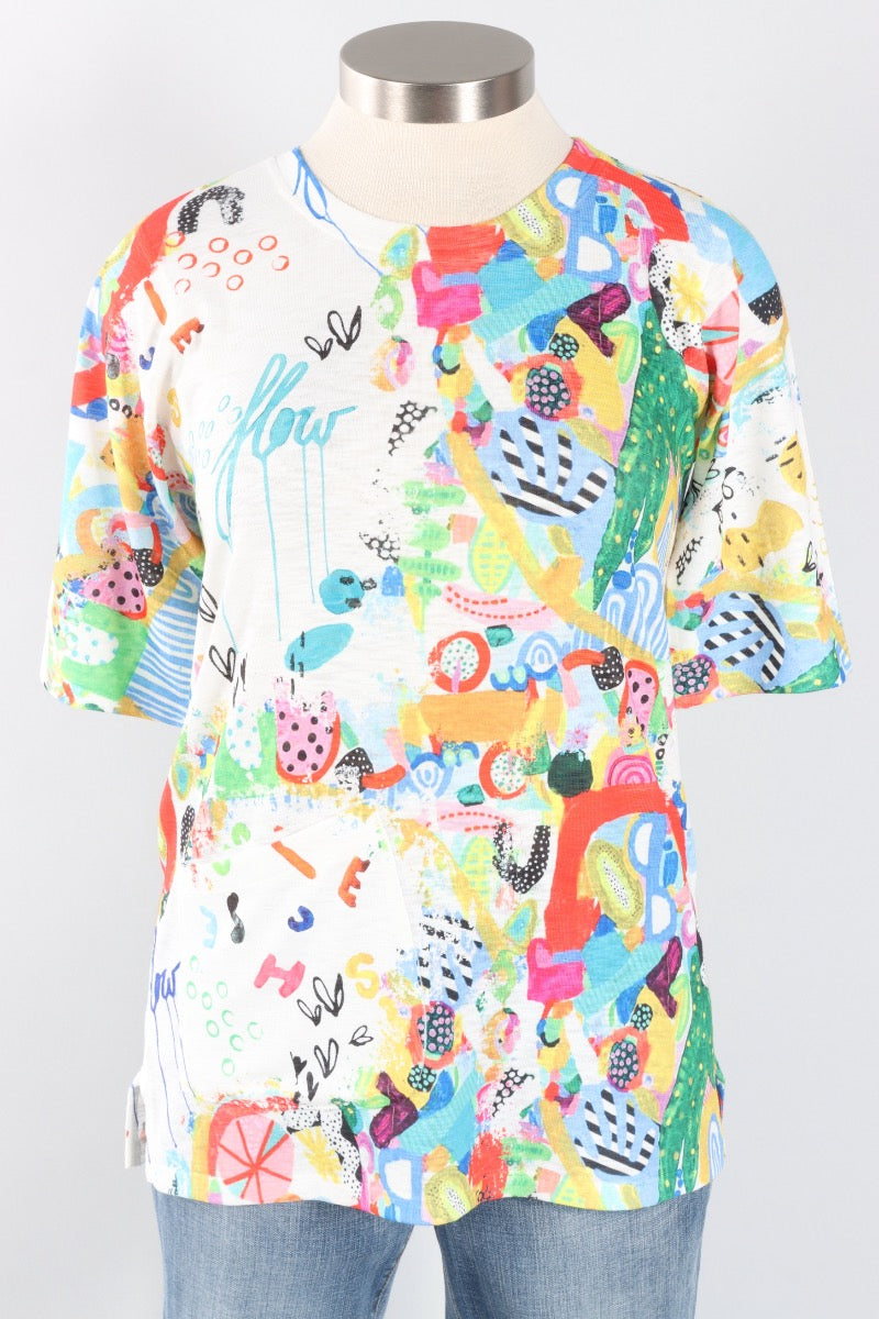 Elbow Sleeve Pocket Top - Vivid Flow