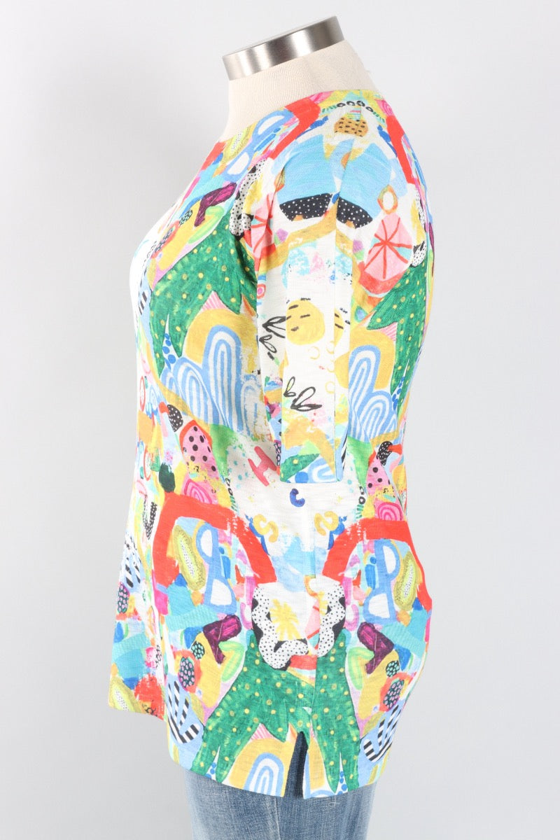Elbow Sleeve Pocket Top - Vivid Flow