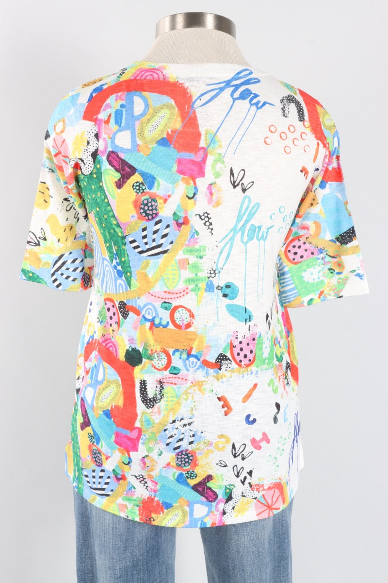 Elbow Sleeve Pocket Top - Vivid Flow