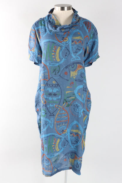 Cowl Dress - Blue