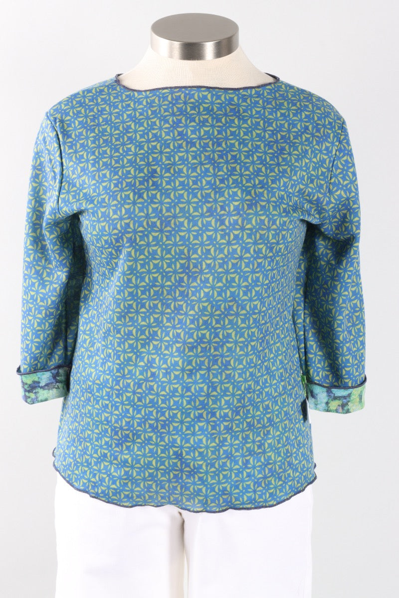 Reversible Crew Neck - Blue & Green