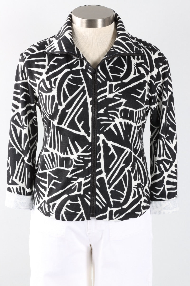 Palm Print Zip Jacket - Black & White