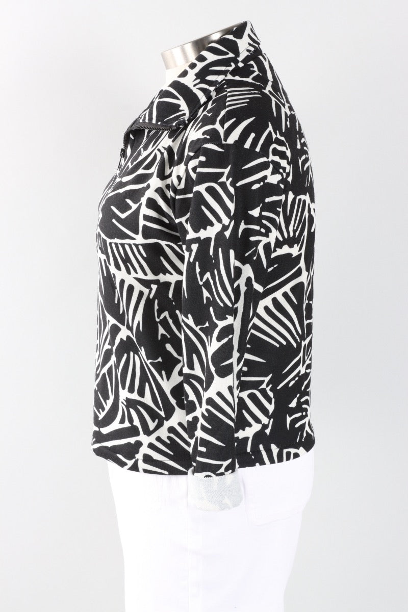 Palm Print Zip Jacket - Black & White