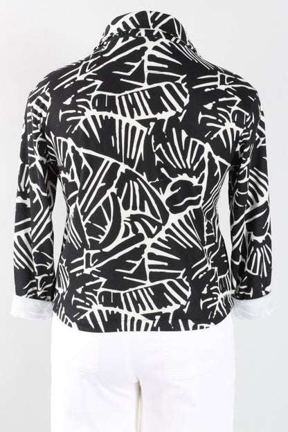 Palm Print Zip Jacket - Black & White