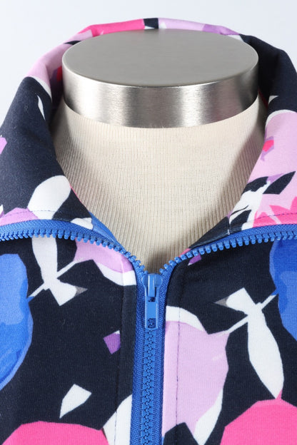 Floral Zip Jacket - Navy & Pink