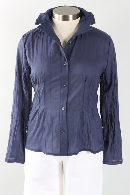Wire Collar Blouse - Navy