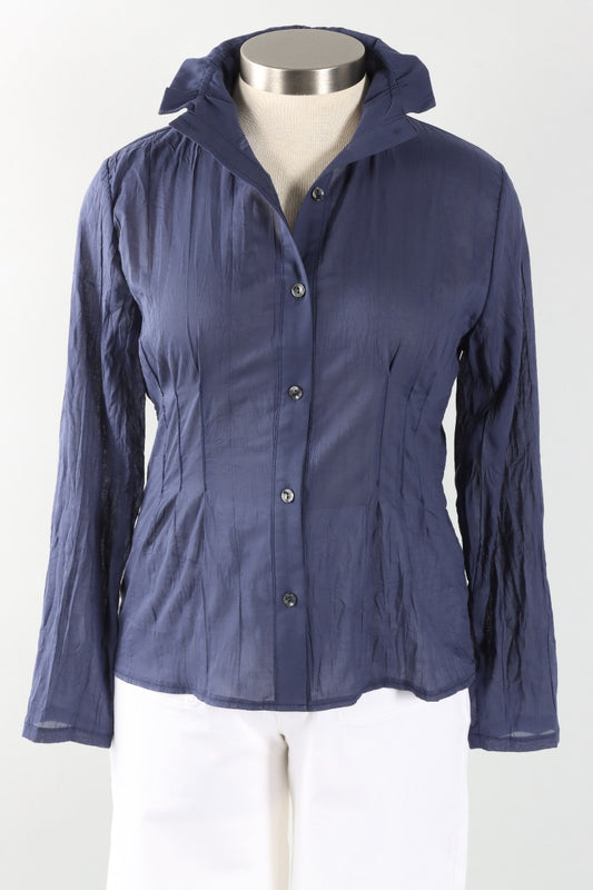 Wire Collar Blouse - Navy
