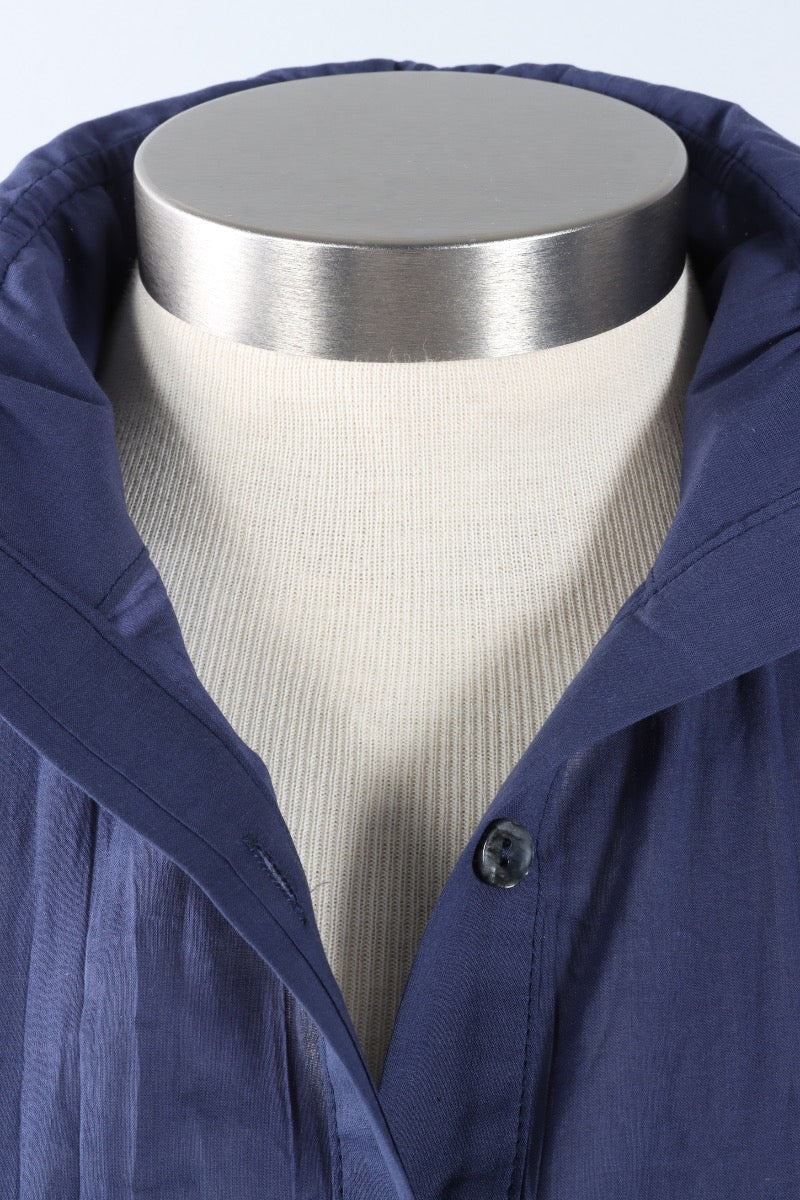 Wire Collar Blouse - Navy