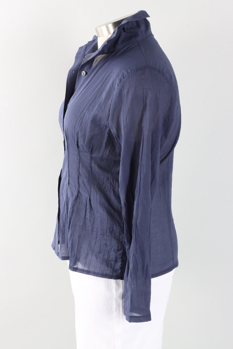 Wire Collar Blouse - Navy