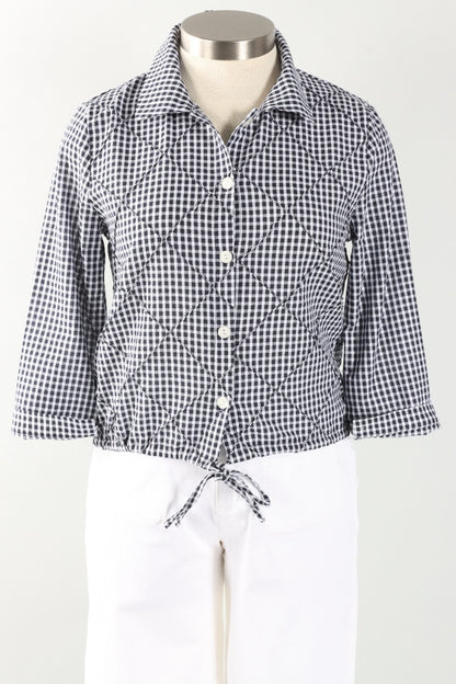 Gingham Drawstring Top - Black & White