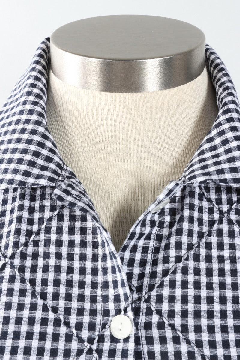 Gingham Drawstring Top - Black & White