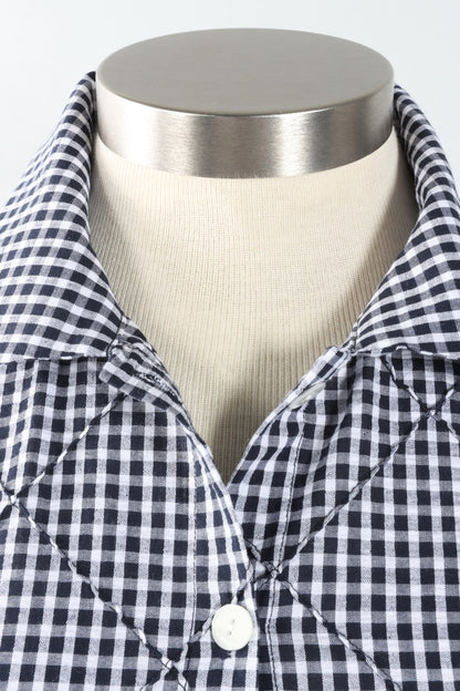 Gingham Drawstring Top - Black & White