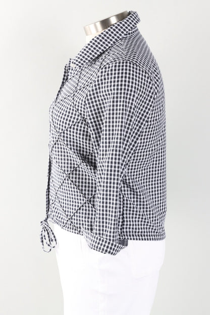 Gingham Drawstring Top - Black & White