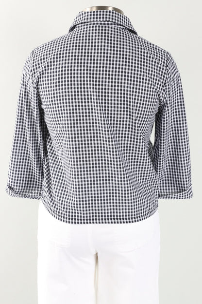 Gingham Drawstring Top - Black & White