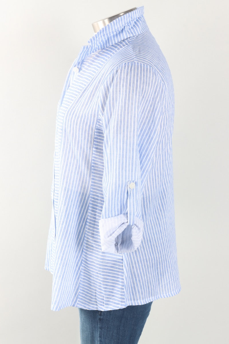 Panel Stripe Blouse - Cobalt