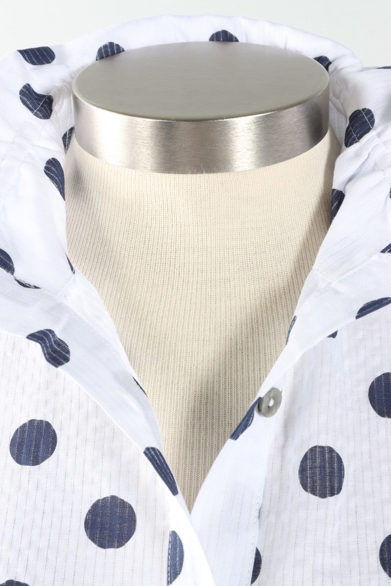 Polka Dot Crinkle Shirt - Navy & White
