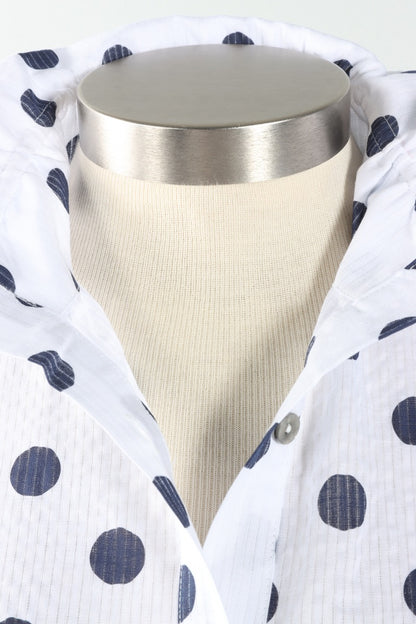 Polka Dot Crinkle Shirt - Navy & White