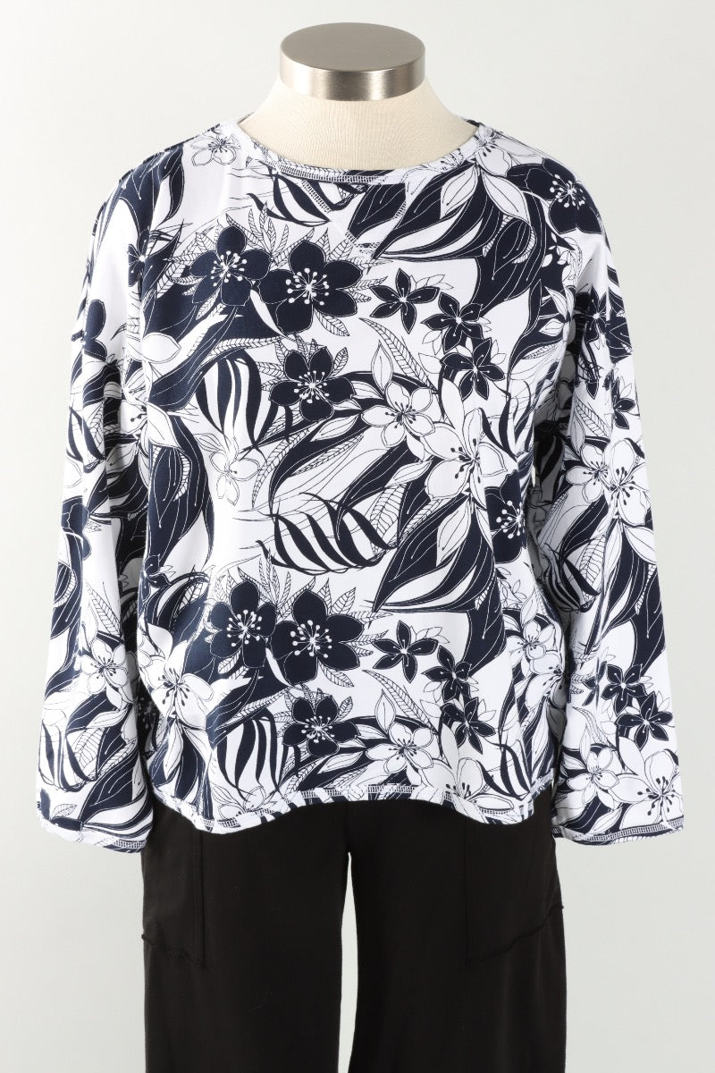 Stretch Terry Sweatshirt - White Mallorca Print