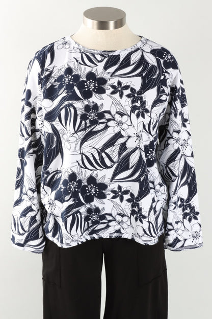 Stretch Terry Sweatshirt - White Mallorca Print