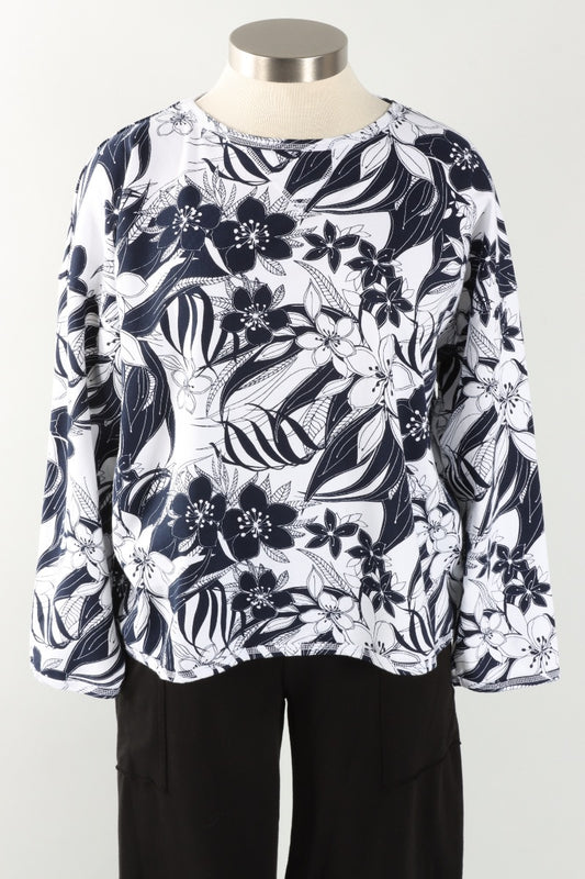 Stretch Terry Sweatshirt - White Mallorca Print