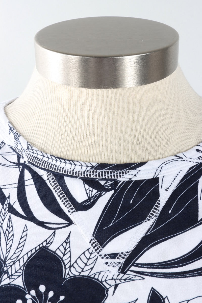 Stretch Terry Sweatshirt - White Mallorca Print
