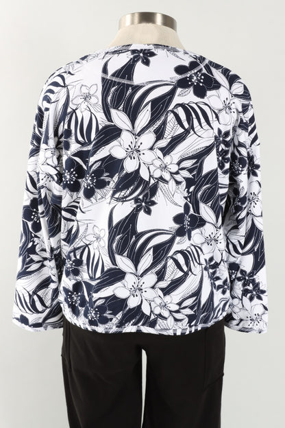 Stretch Terry Sweatshirt - White Mallorca Print