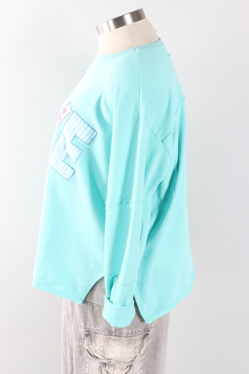 Love Patch Pullover - Aqua