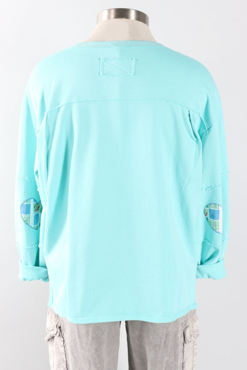 Love Patch Pullover - Aqua