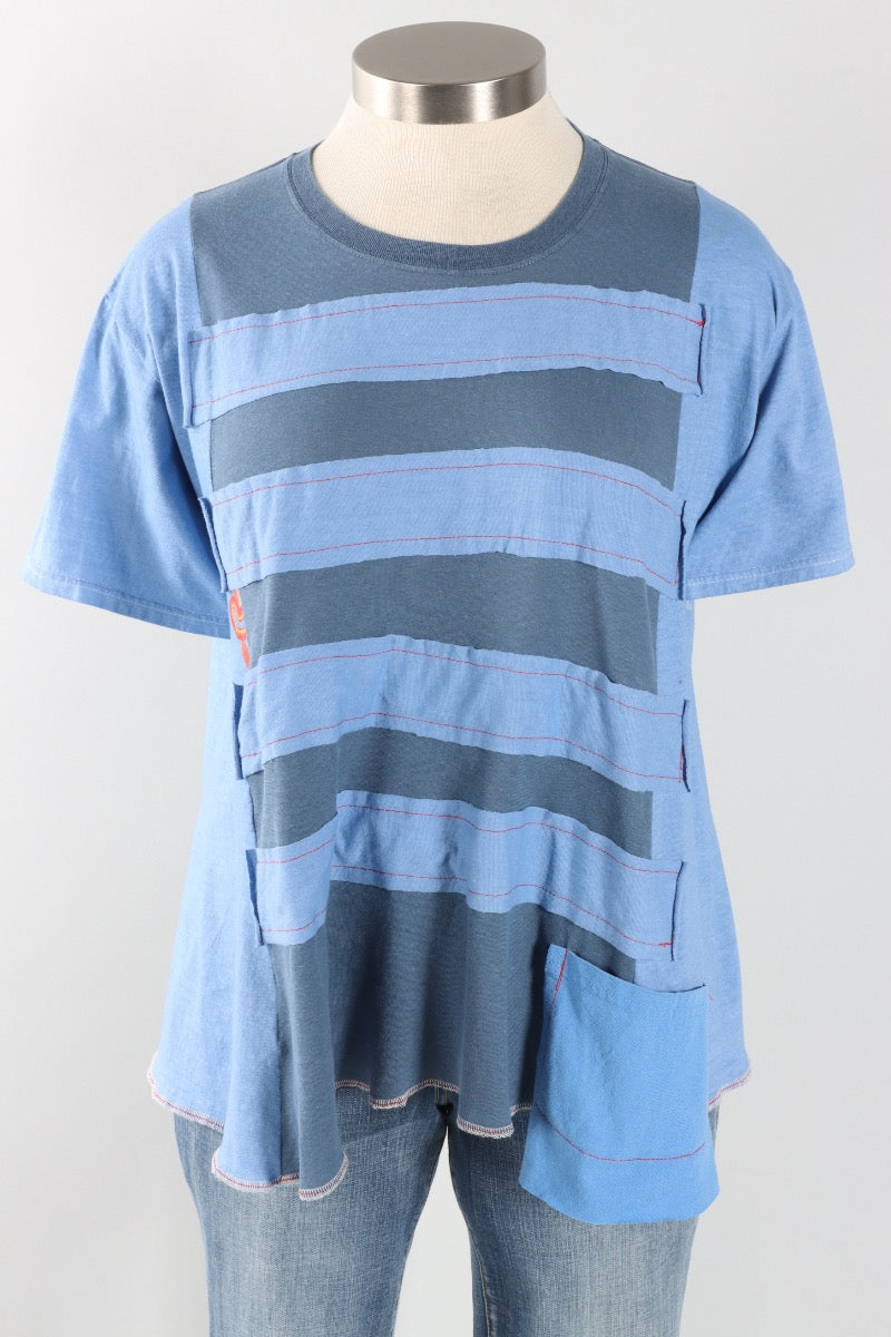 Short Sleeve Stripe Tee - Blues #1