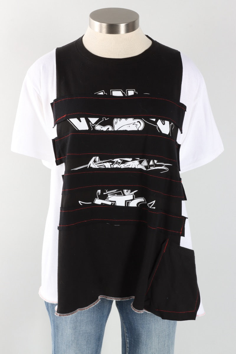 Short Sleeve Stripe Tee - Black & White #3