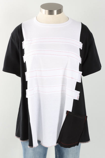 Short Sleeve Stripe Tee - Black & White #4
