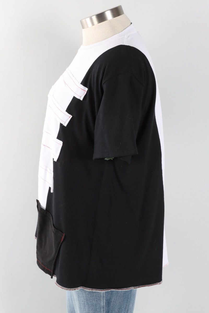 Short Sleeve Stripe Tee - Black & White #4