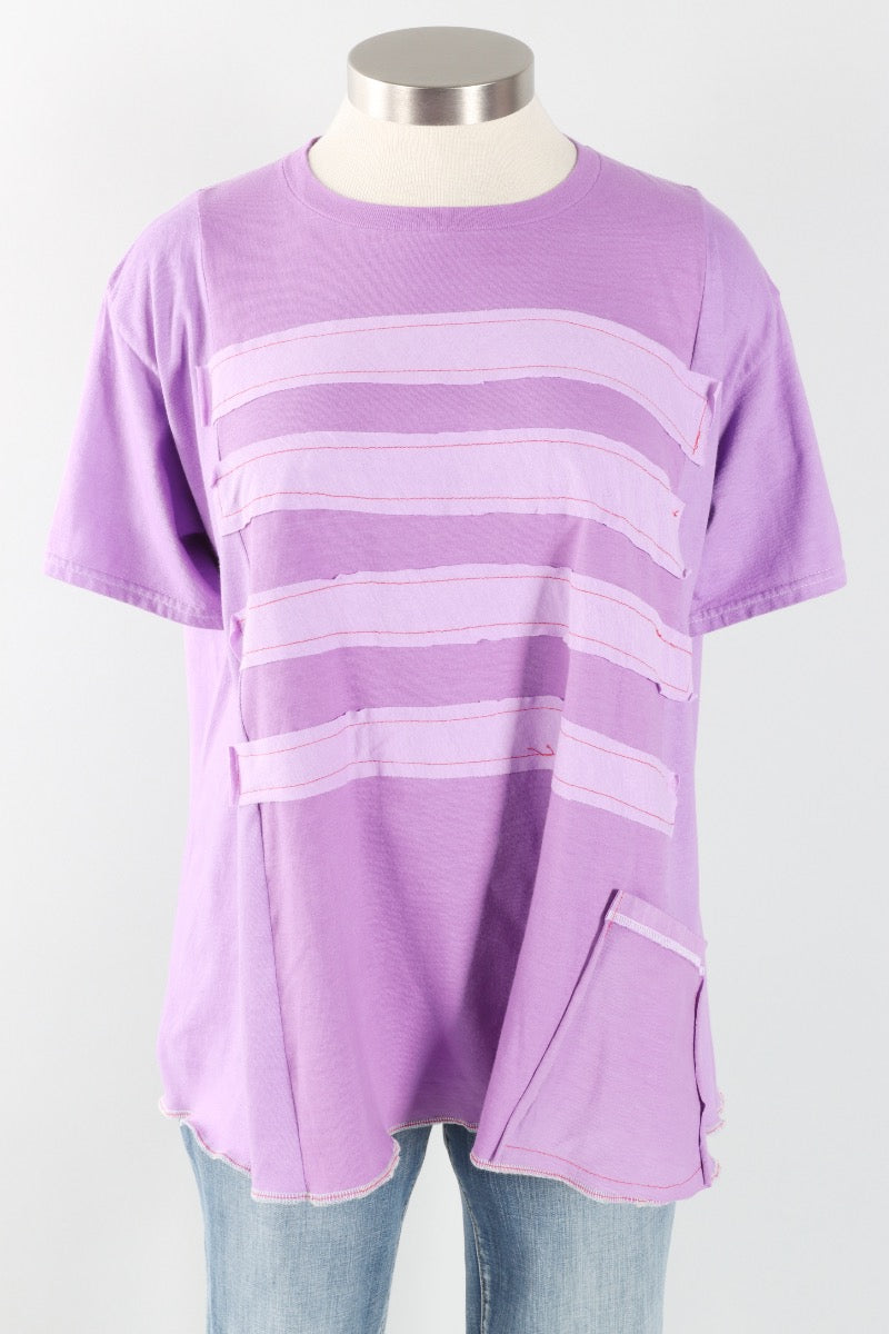 Short Sleeve Stripe Tee - Lilac #5