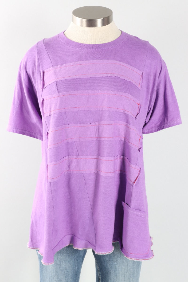 Short Sleeve Stripe Tee - Lilac #6